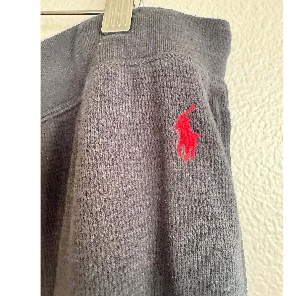 Polo Ralph Lauren Black Waffle Knit Thermal Jogger Pants XL Loungewear Old Money